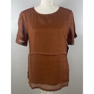 PHOOL Women's Short Sleev Tunic Blouse Size S Brown Style 7555 NWT